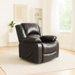 כורסת טלוויזיה ריקליינר רחב במיוחד גב גבוה בצבע חום