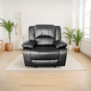 כורסת טלוויזיה ריקליינר רחב במיוחד גב גבוה בצבע שחור